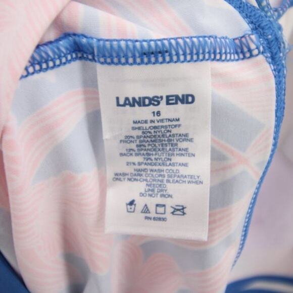 NWOT Lands End Blue Orange Floral Pattern Swim Tankini Top Size 16 - Picture 7 of 8